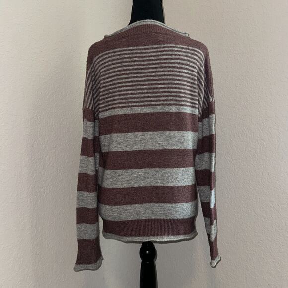 Sunday In Brooklyn Alana Sweater Women's Medium Maroon Gray Striped Long Sleeve - Picture 2 of 7
